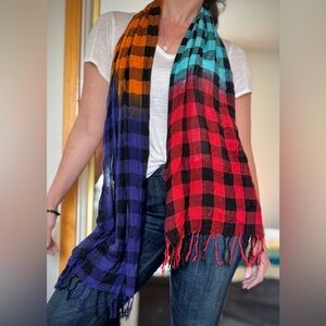 Passport Accessories Multi-Color Checkered Lightweight Scarf